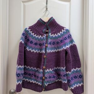 Fair Isle Wool Cardigan Sweater